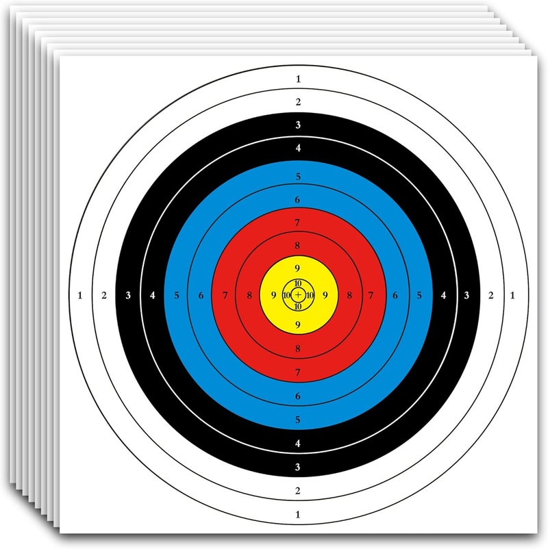 MOLFUJ Archery Targets Paper, 20pcs/50pcs Bow and Arrow Targets for Hunting Backyard, Archery Target Practice Accessories(10 Rings/5 Rings,16x16/15.7x15.7in) - Image 1